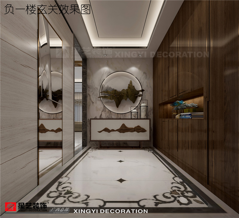 龍胤花園別墅 450平負(fù)一樓入戶(hù)玄關(guān)裝修效果圖